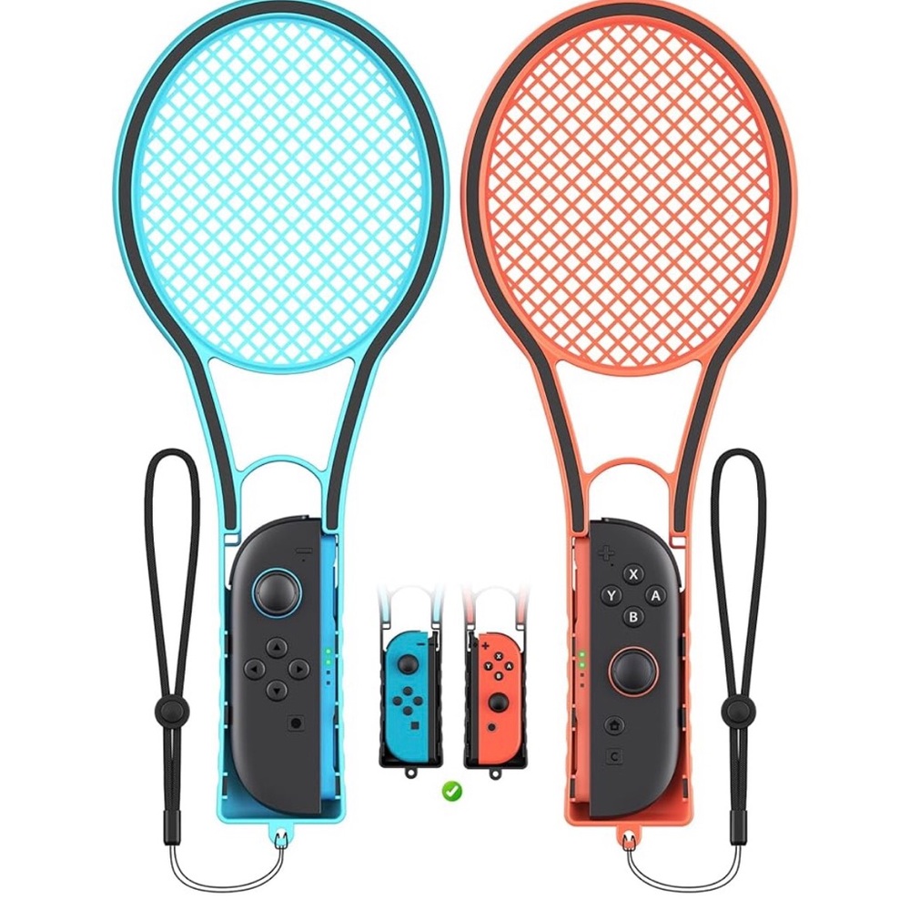 Nintendo Switch 2 Tennis Racket Joy-Con Holders - Teal & red NWT